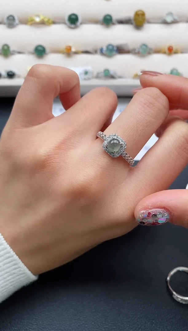 银S925镶嵌戒指翡翠555555555+7