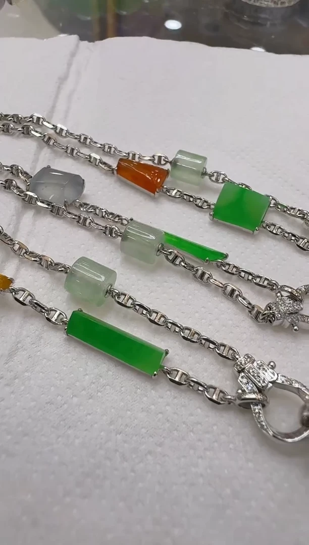 翡翠18K金镶嵌套链多样性团购发一件