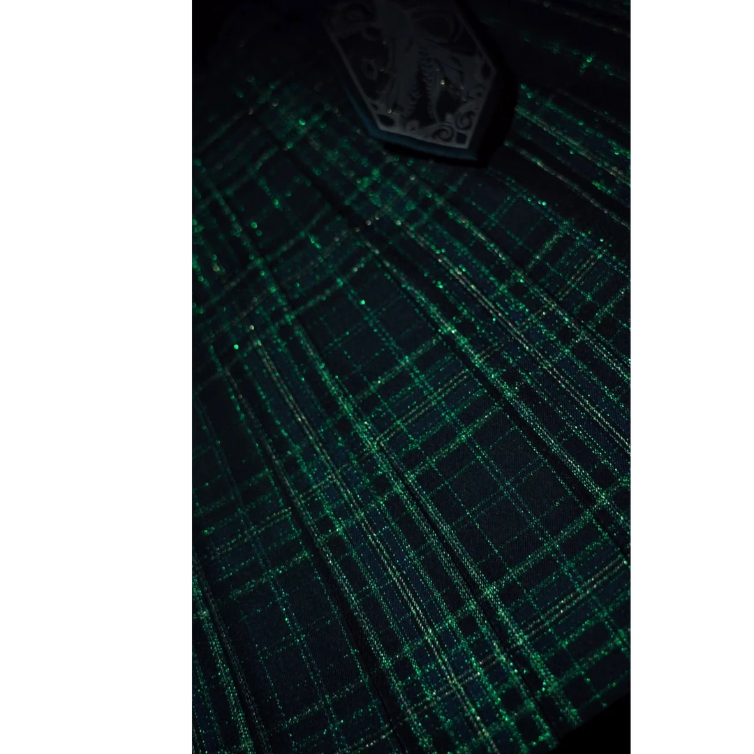 【森林邮局】原创正版格裙学院风暗黑墨绿半身裙高腰A字裙百搭jk