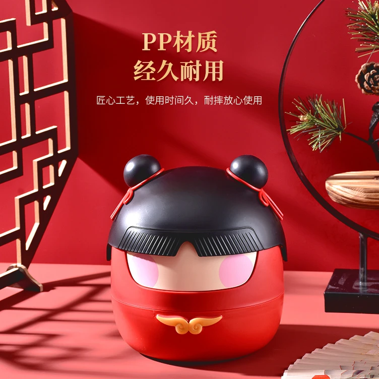 哪吒同款桌面垃圾桶网红魔童可爱翻盖办公纸篓杂物整理收纳桶卡通