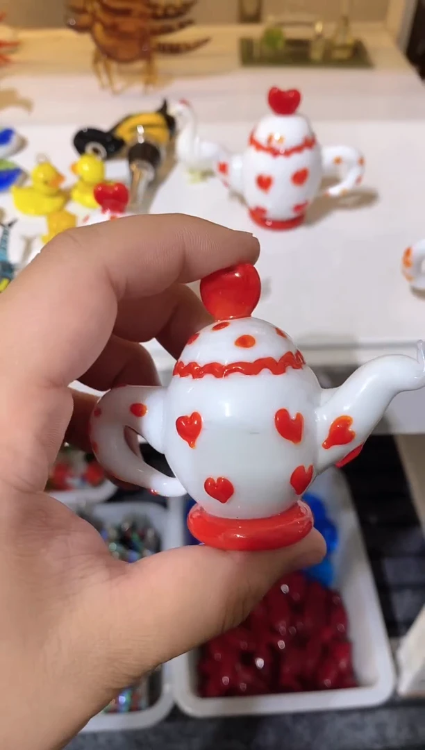 琉璃手工艺品爱心壶