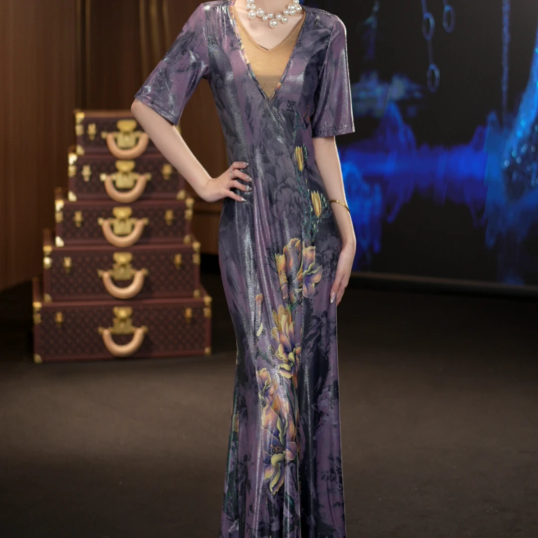 YINGHOU【曼曼】气质高贵优雅轻奢法式设计师连衣裙D29162