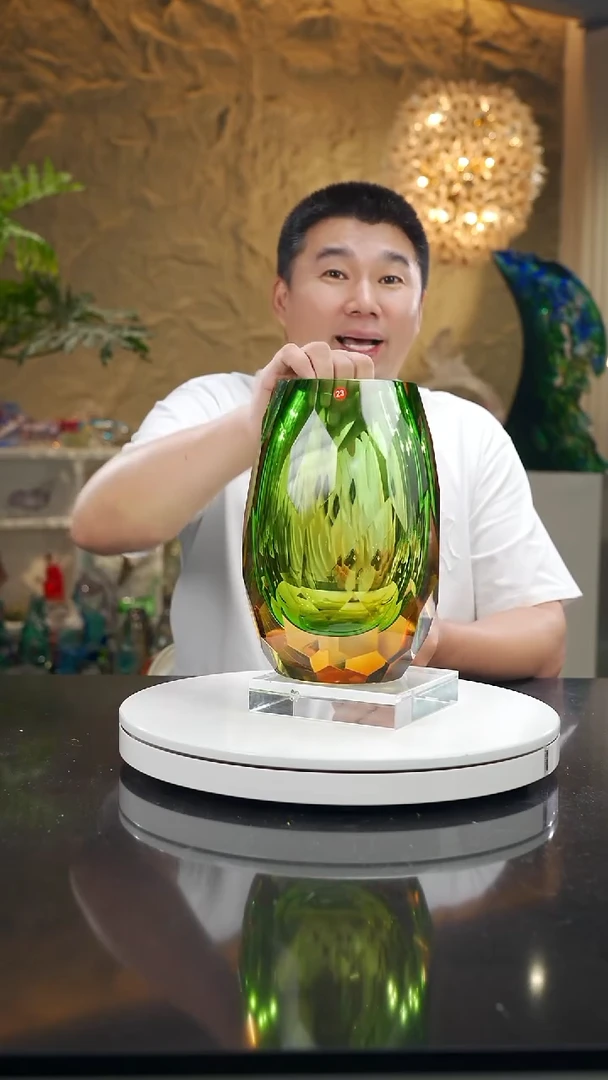 摆件福利琥珀绿切面花瓶