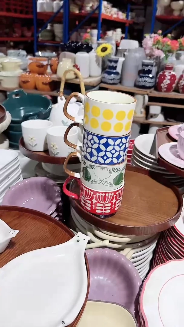 瓷片4个杯子不带木托盘微瑕 凑满20元包邮