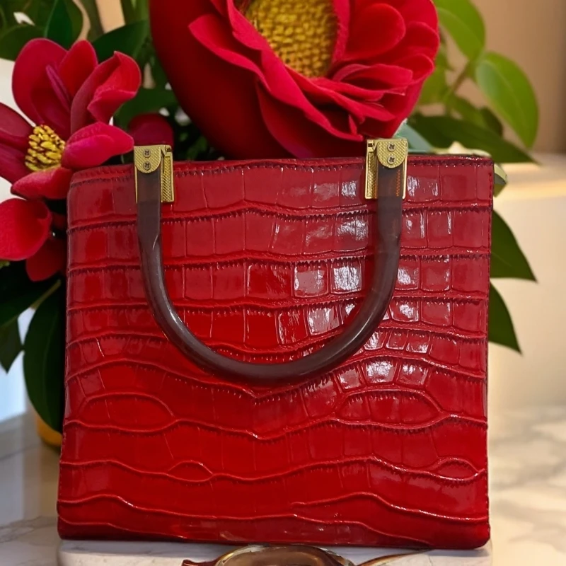 2号手提小号手提斜挎女包包包红色肚纹女包