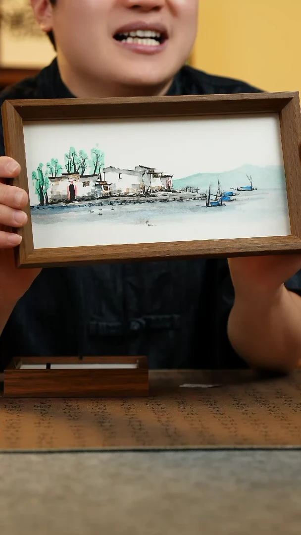 国画15*27.5纯手绘国风国画摆台