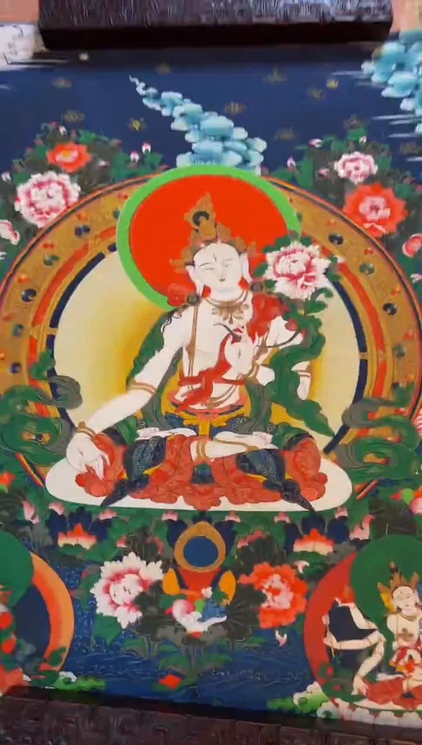 装裱画精品手绘唐卡链接--A108白度母