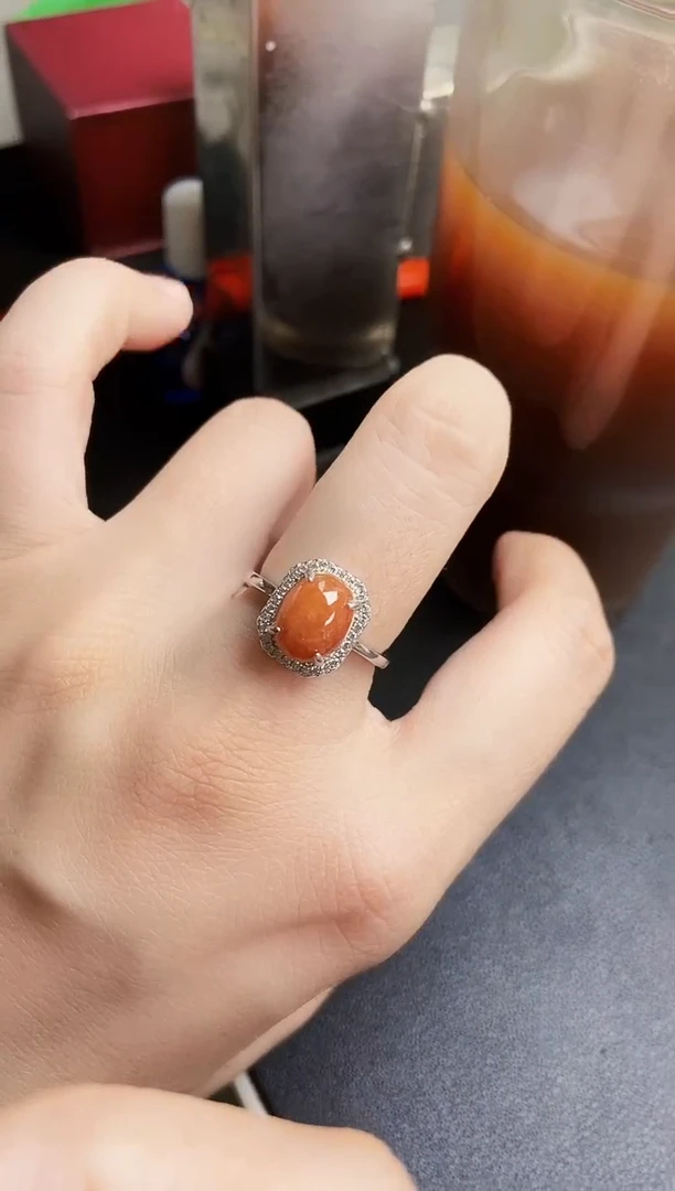 翡翠戒指银S925镶嵌21349