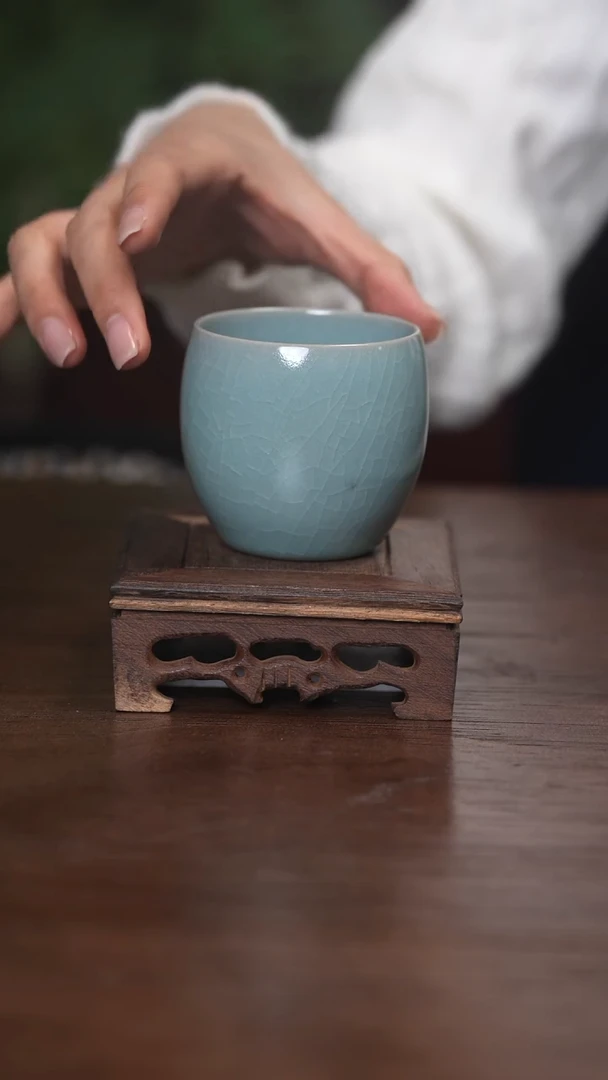【闪购商品】清凉寺原产地仿古釉手工汝瓷圆融杯