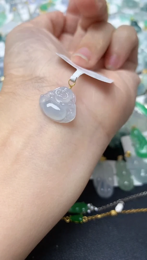 颈饰18K金镶嵌翡翠天然缅甸A货翡翠