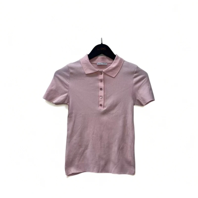 285百搭POLO领纯色短袖上衣