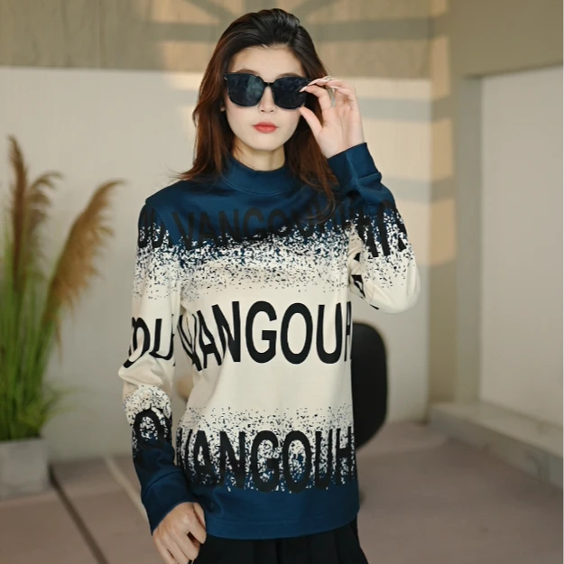 男士秋冬羊毛加桑蚕丝长袖满天星圆领潮流打底