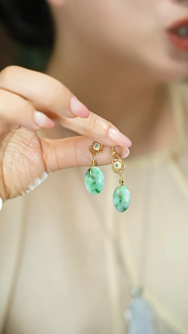 【闪购商品】翡翠耳饰银S925镶嵌支持48小时鉴赏