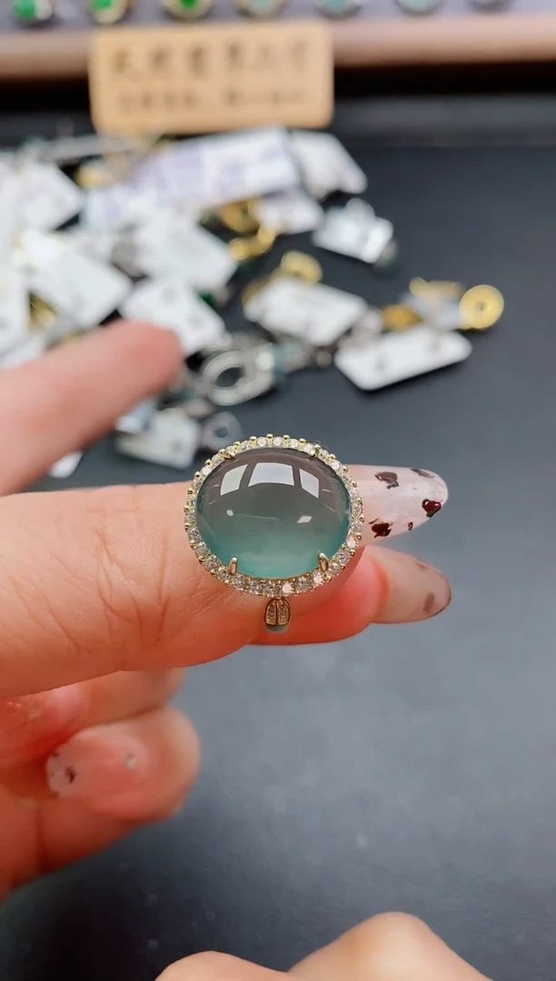 银S925镶嵌戒指翡翠1