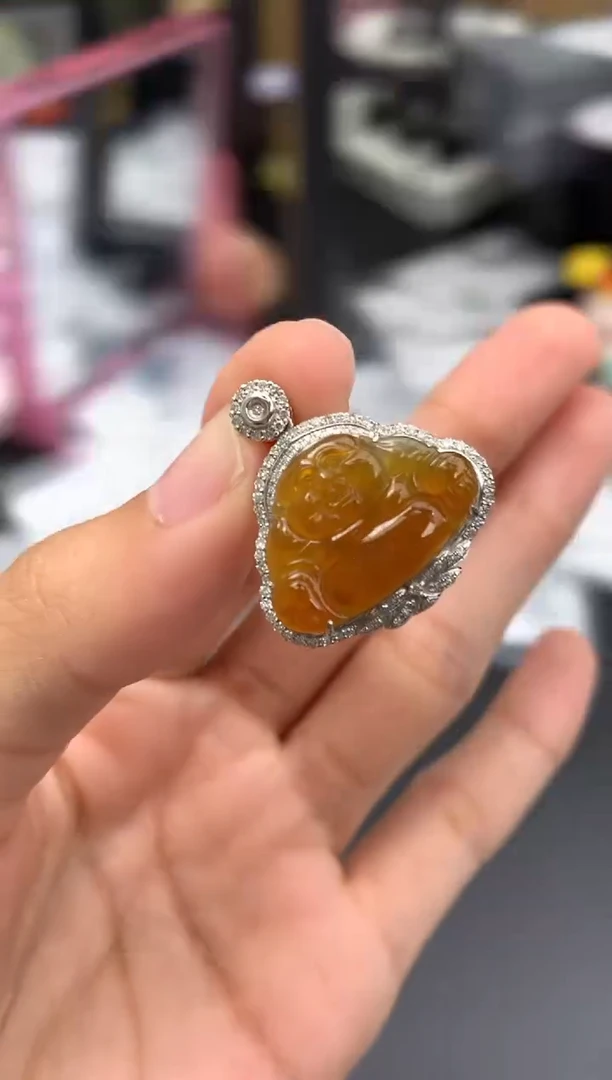 翡翠18K金镶嵌颈饰模式推广期48小时鉴赏期