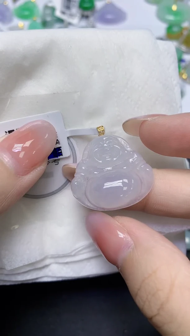 颈饰18K金镶嵌翡翠天然缅甸翡翠A货百元以上9元证书费自理