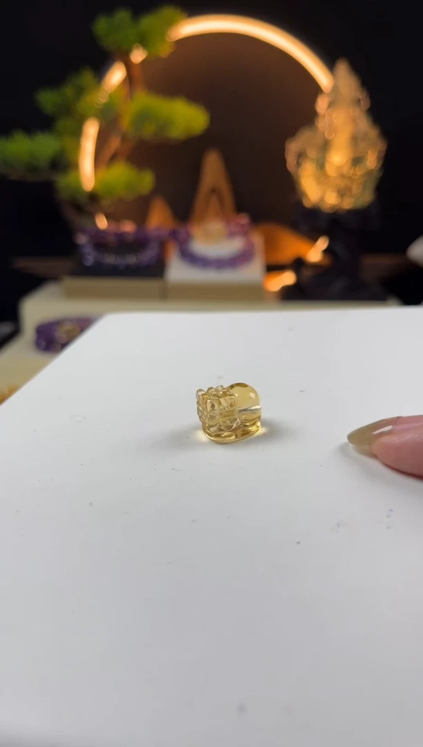 黄晶手链未镶嵌阳**人天然黄水晶貔貅单珠11mm+