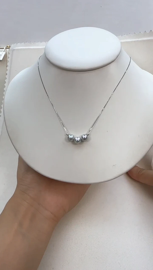 海水珍珠18K金镶嵌颈饰海水akoya珍珠真多麻7-7.5mm