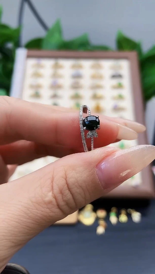 银S925镶嵌戒指翡翠12