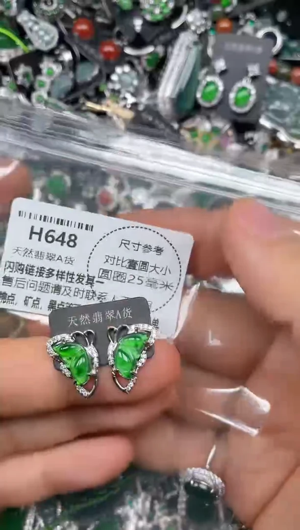 颈饰未镶嵌翡翠H648耳钉