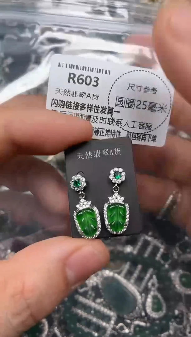 翡翠未镶嵌颈饰R603耳钉