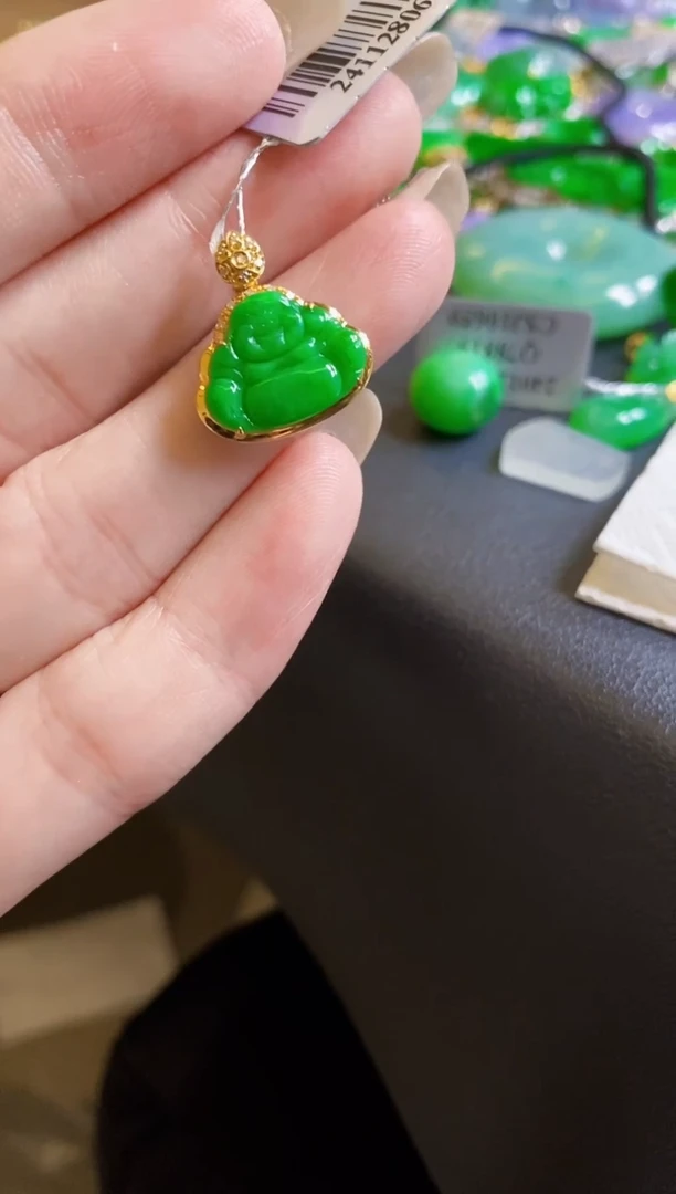 【闪购商品】定制翡翠18K金镶嵌佛公