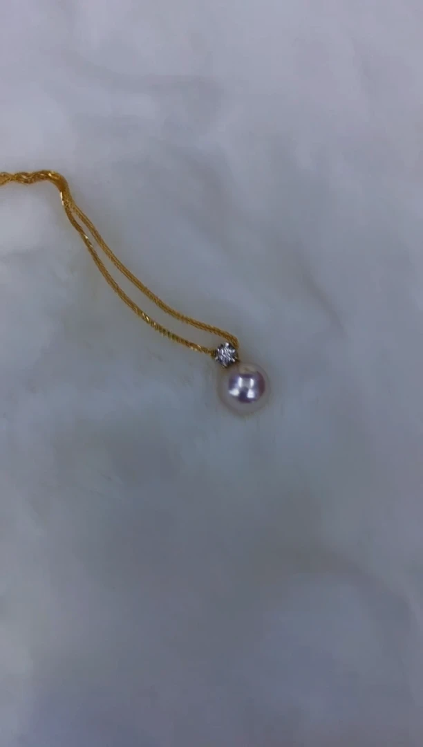 18K金镶嵌akoya王妃款吊坠海水珍珠8.5-9mm（赠链）
