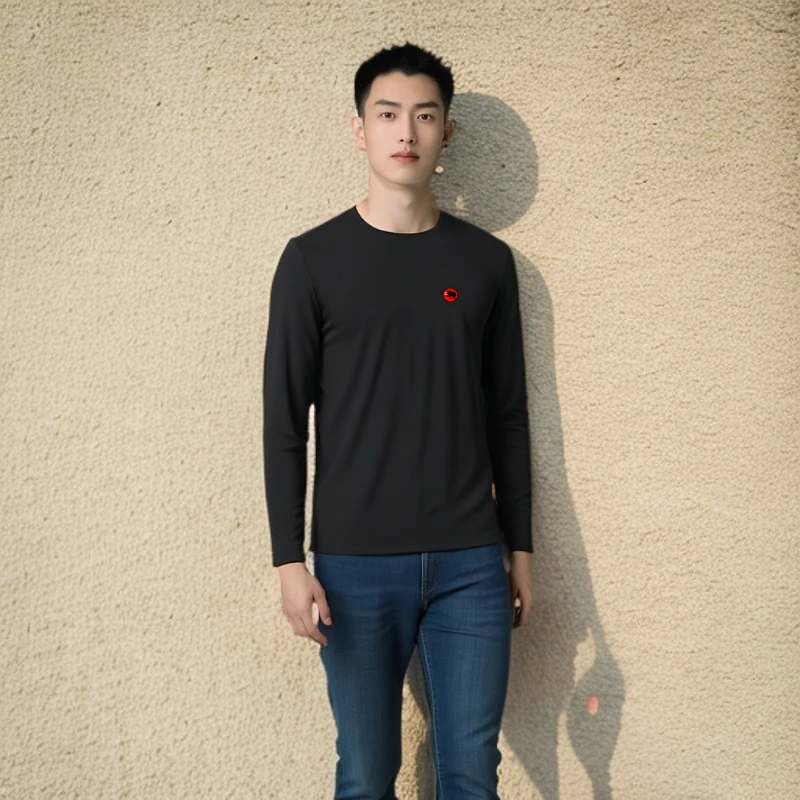 XASTU/象图53558款石墨烯长袖纯色薄款休闲圆领修身长袖