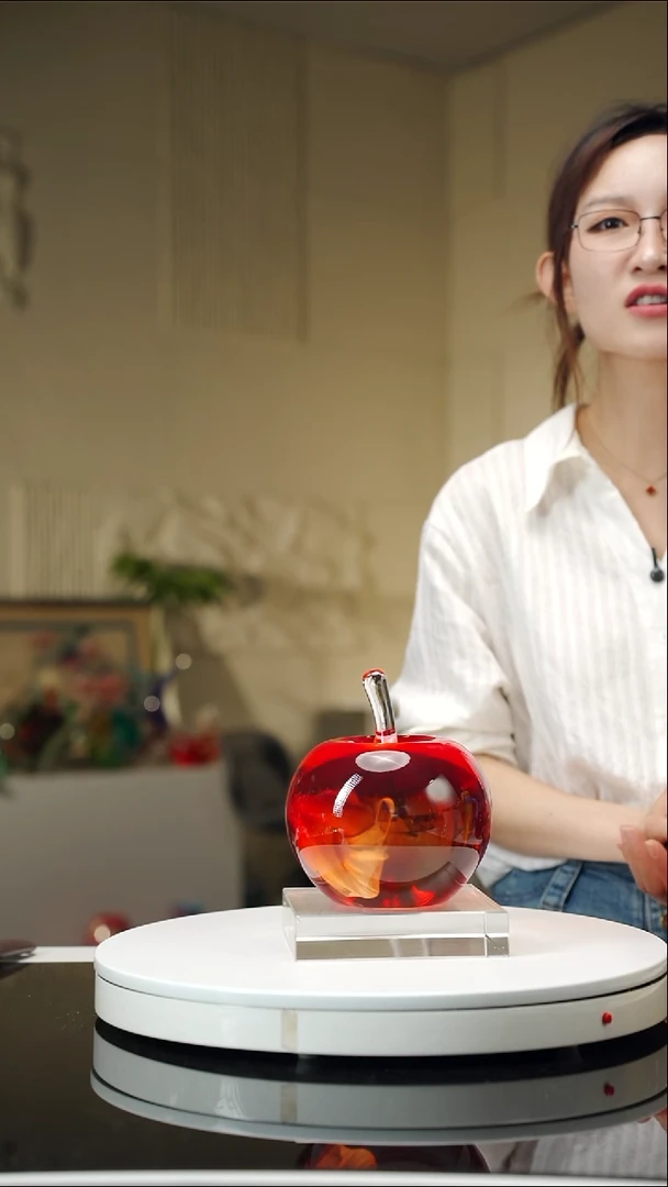 琉璃宝石红色苹果摆件