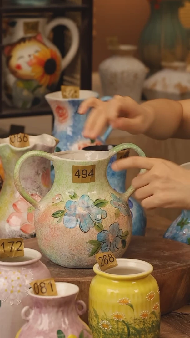 陶瓷494景德镇设计师手作花器摆件侘寂风