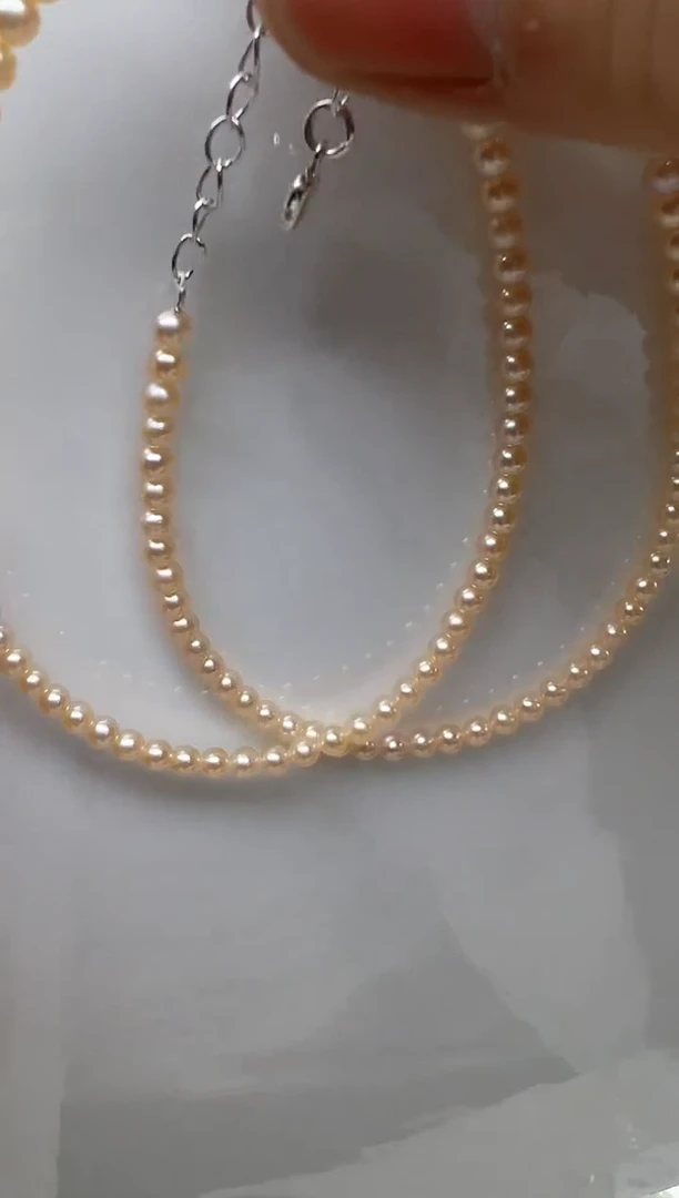 项链未镶嵌淡水珍珠粉色近正圆3.5mm
