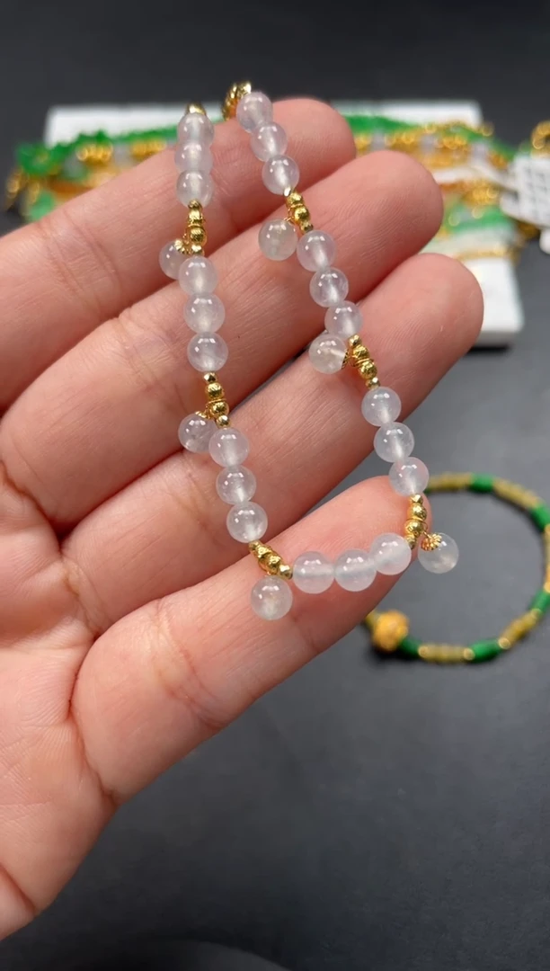 套链18K金镶嵌翡翠多样性  发货一条   P551