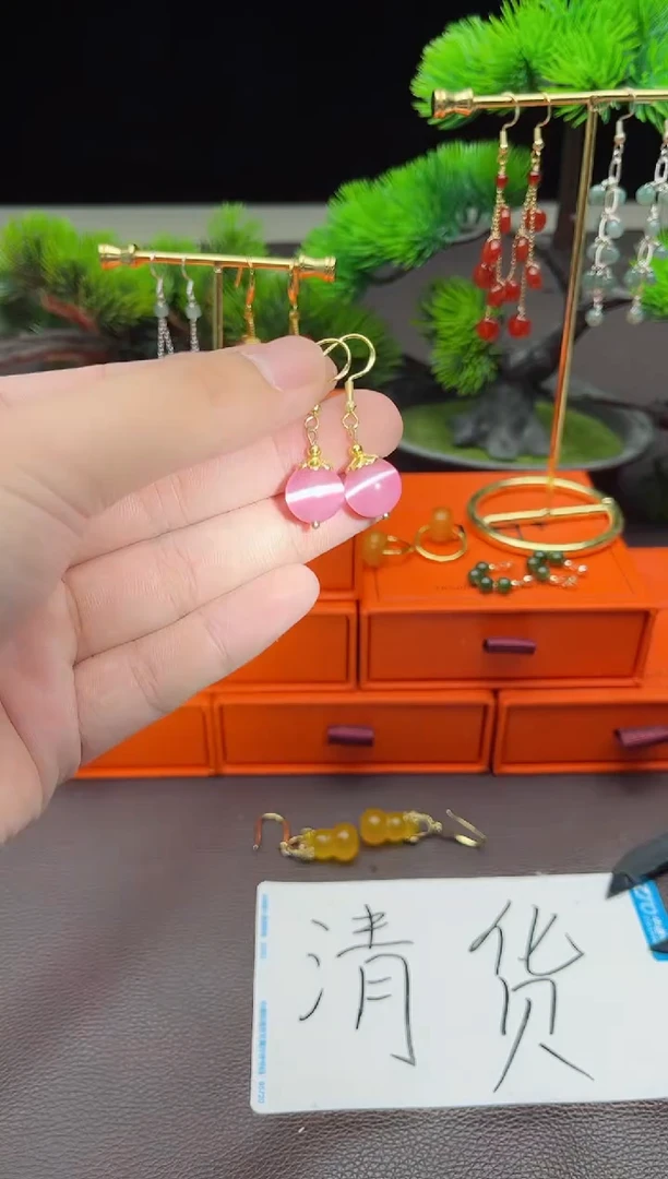 玛瑙/玉髓耳饰银S925镶嵌301