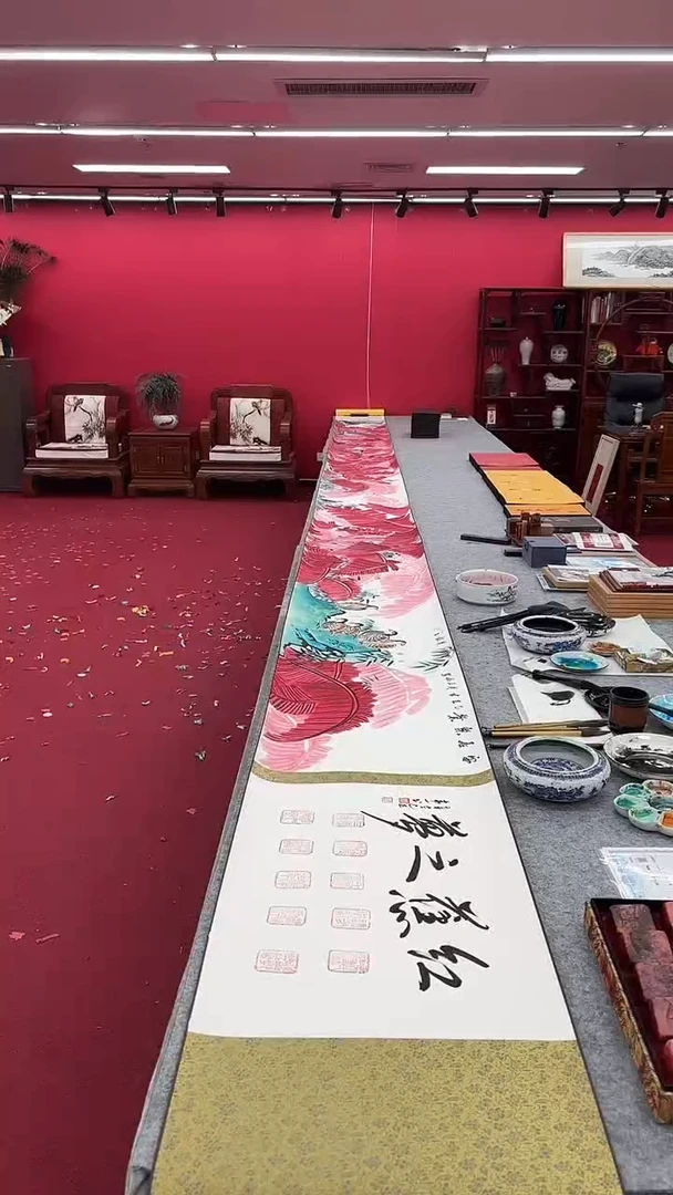 国画红蕉之梦十米合作手卷