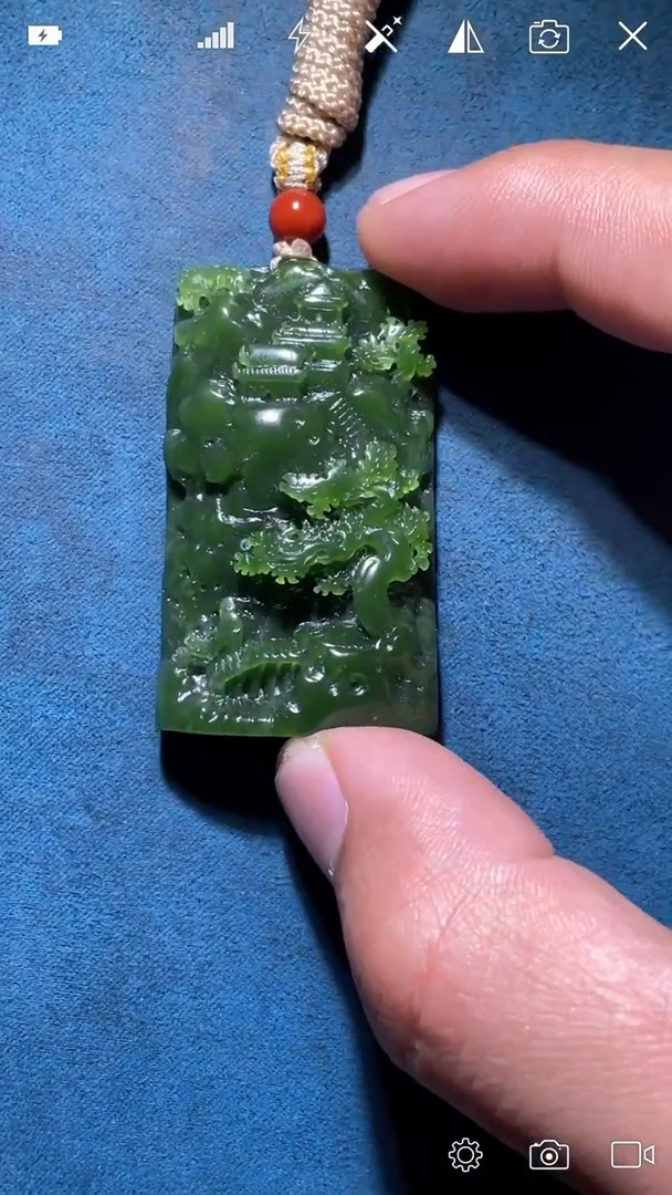 未镶嵌和田玉挂件碧玉山水牌吊坠  LX