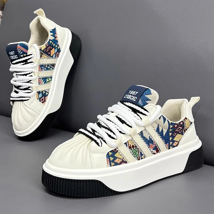 舒适小白鞋男鞋2025新款春秋贝壳头潮鞋三条杠软底日常休闲鞋子男