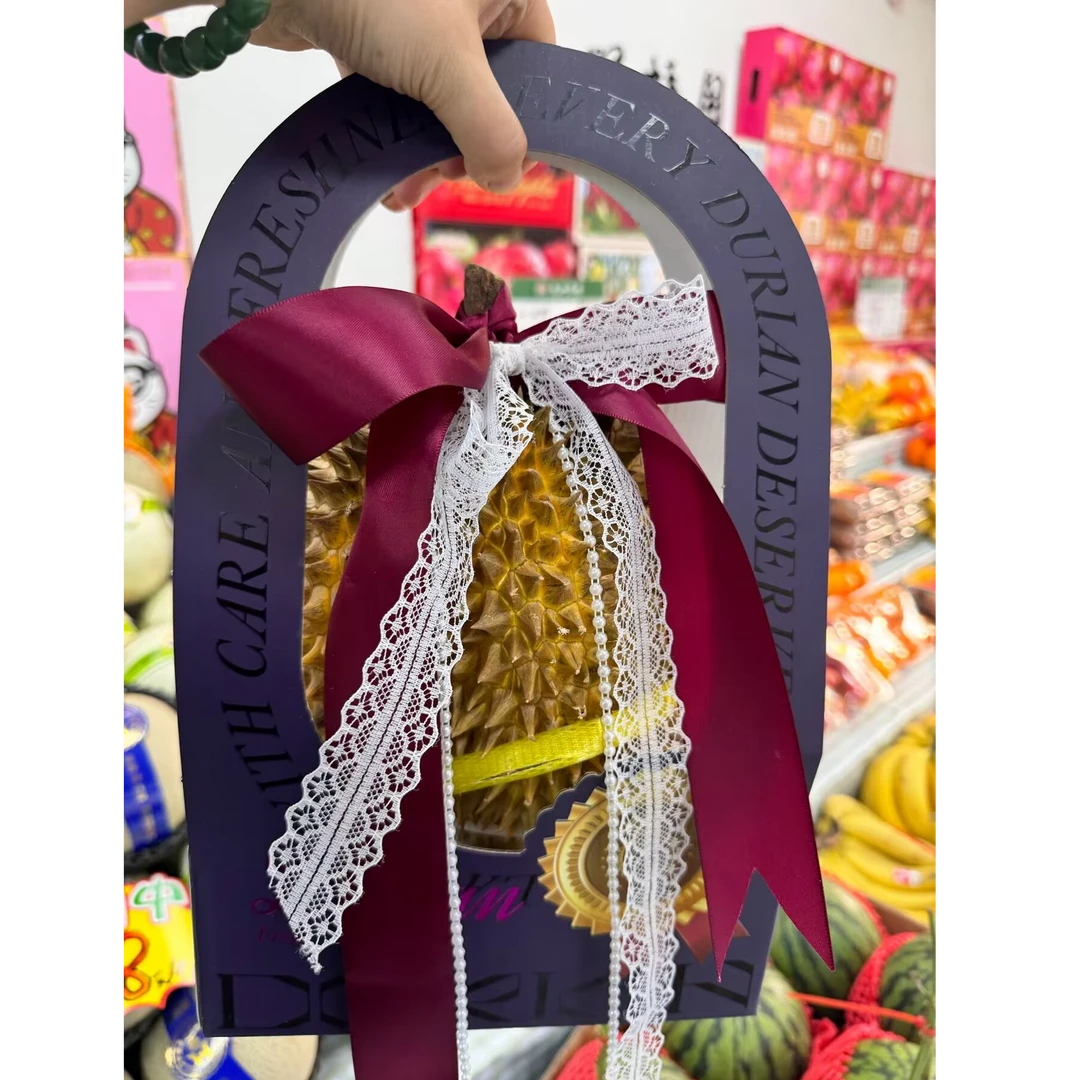 网红榴莲手提纸质袋适合3-5斤榴莲手提款式榴莲礼盒包装袋