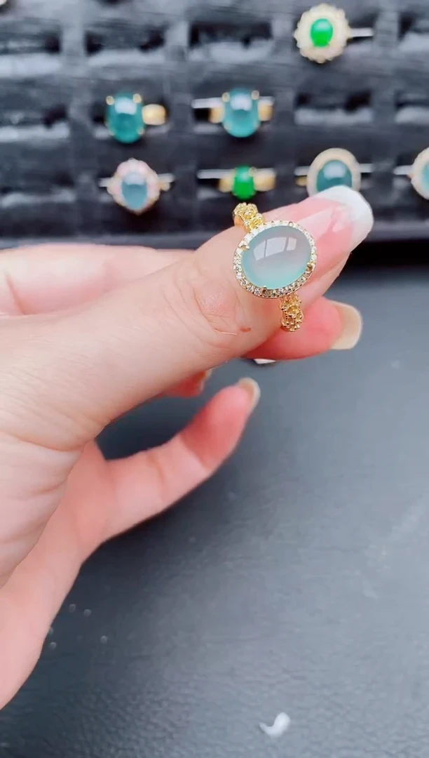 翡翠戒指银S925镶嵌天然a货翡翠160