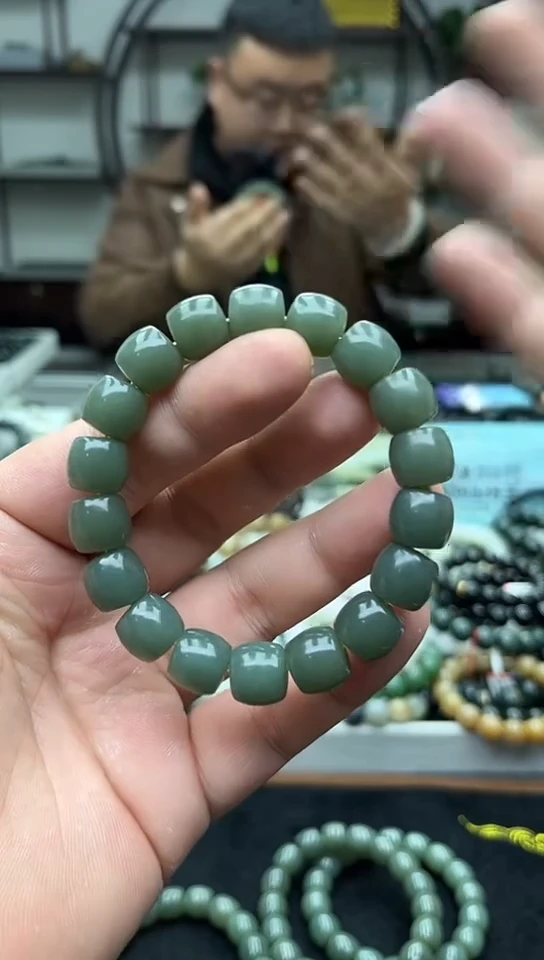 未镶嵌手串和田玉纯天然新疆且末正蓝12