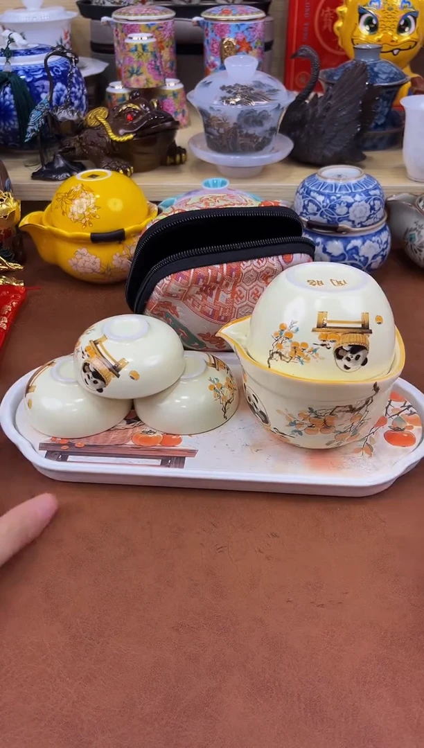 陶瓷茶具摆件旅行套组