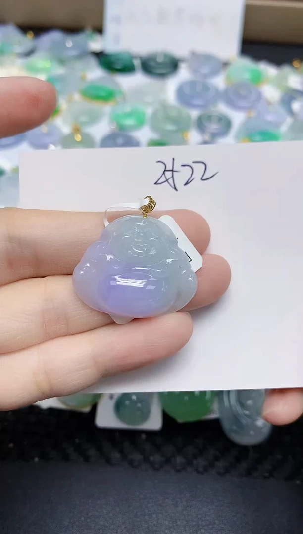 翡翠18K金镶嵌颈饰天然缅甸翡翠A货