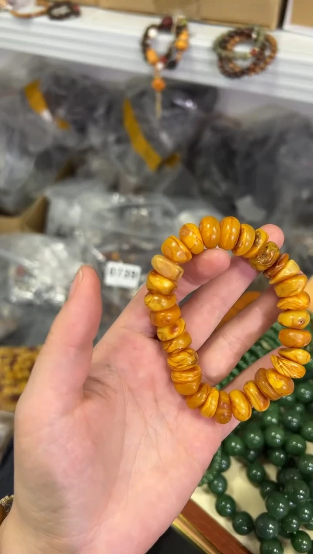 【闪购商品】蜜蜡手链未镶嵌回流老蜜蜡随行饼子手串[0637]