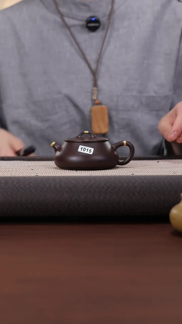 【闪购商品】紫砂茶壶115 紫茄泥 描金 石瓢 130cc