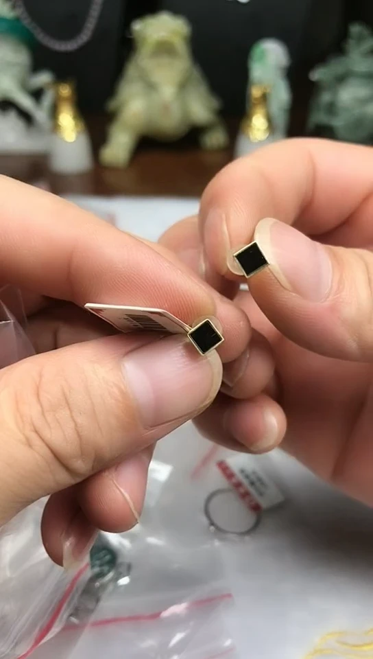 银S925镶嵌耳钉玛瑙/玉髓耳饰