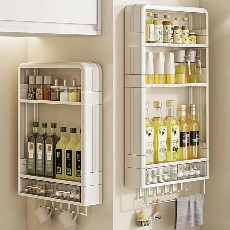 调料置物架免打孔壁挂式家用多功能多层油盐厨房调味料置物架