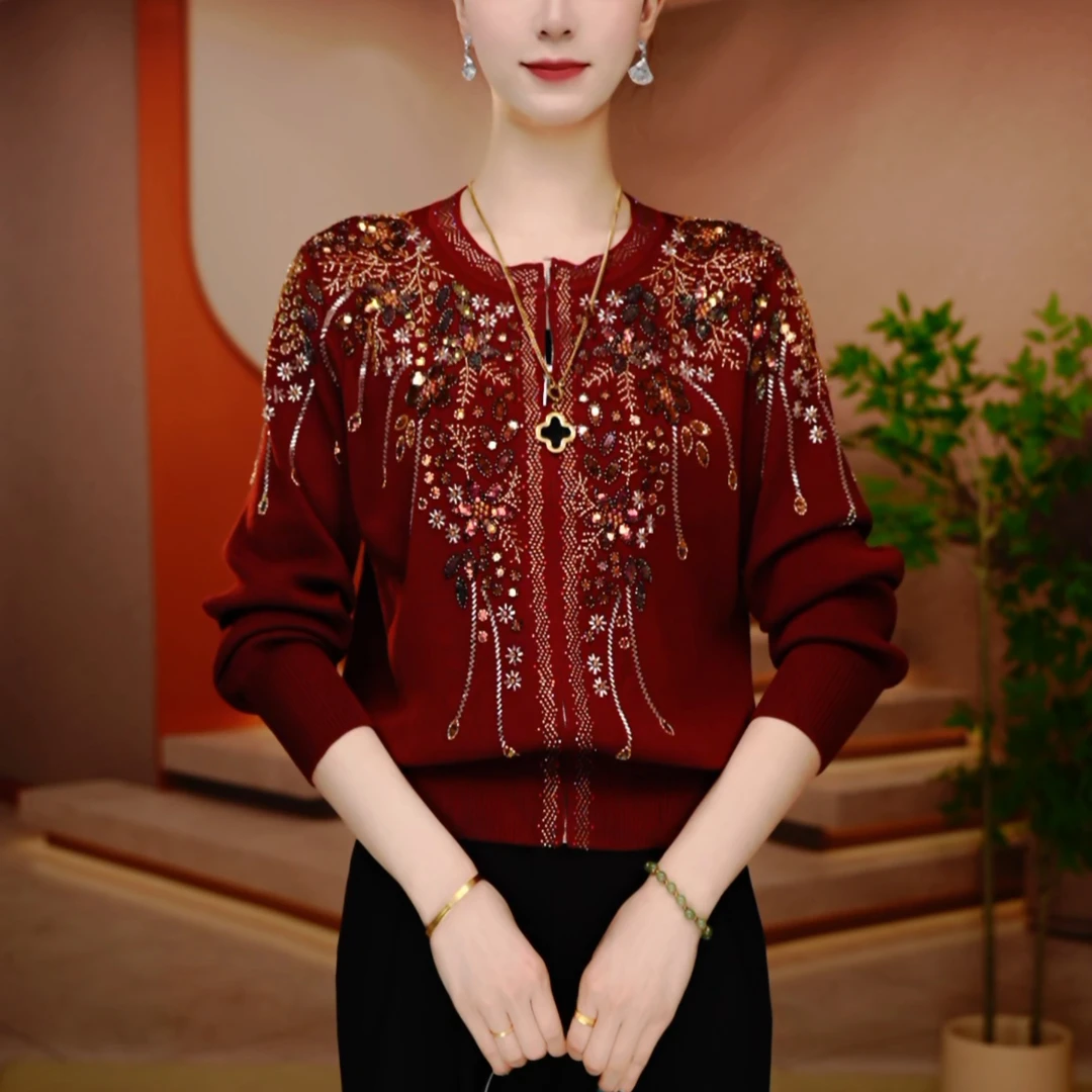 D251077-秋冬新款抗起球高端显瘦减龄洋气宽松女士气质时尚