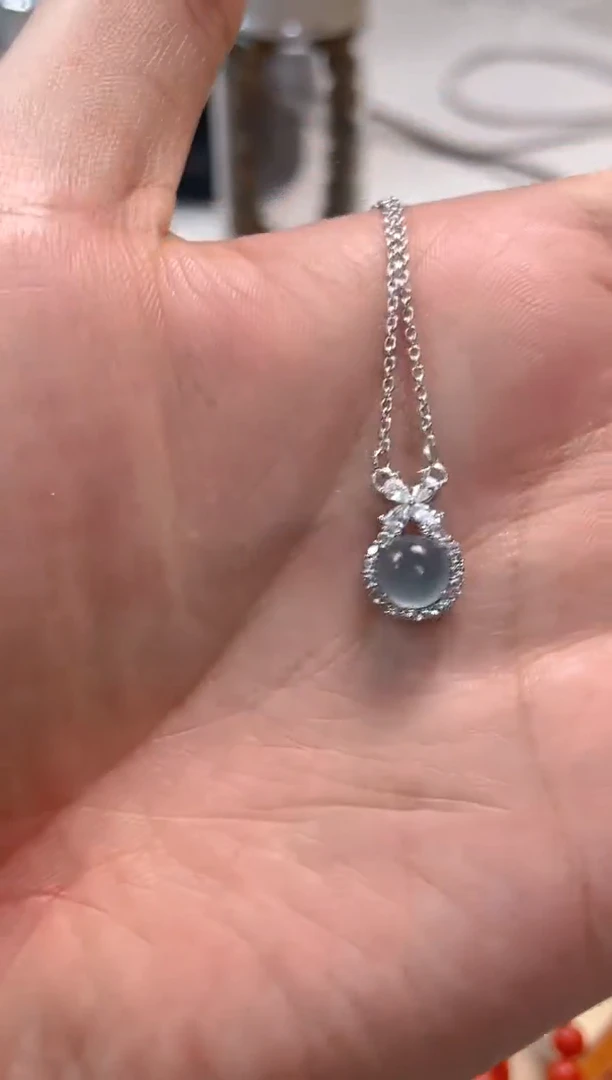 颈饰银S925镶嵌翡翠62号-吊坠/GG/9