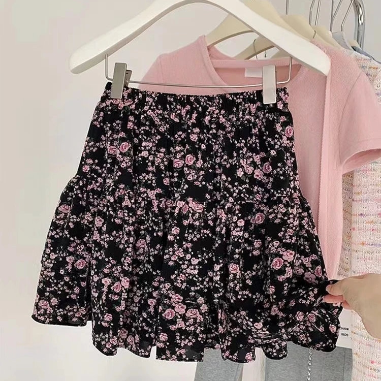 盐系穿搭甜辣风半身裙女2025夏季减龄辣妹碎花短裙带内衬雪纺裙子