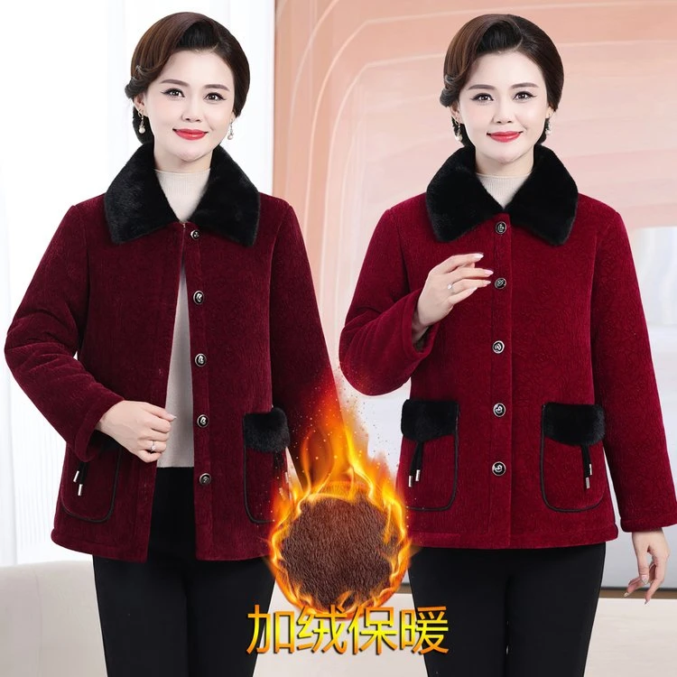 2025中老年冬季新款加绒特厚棉服妈妈装宽松洋气显瘦保暖国风棉衣