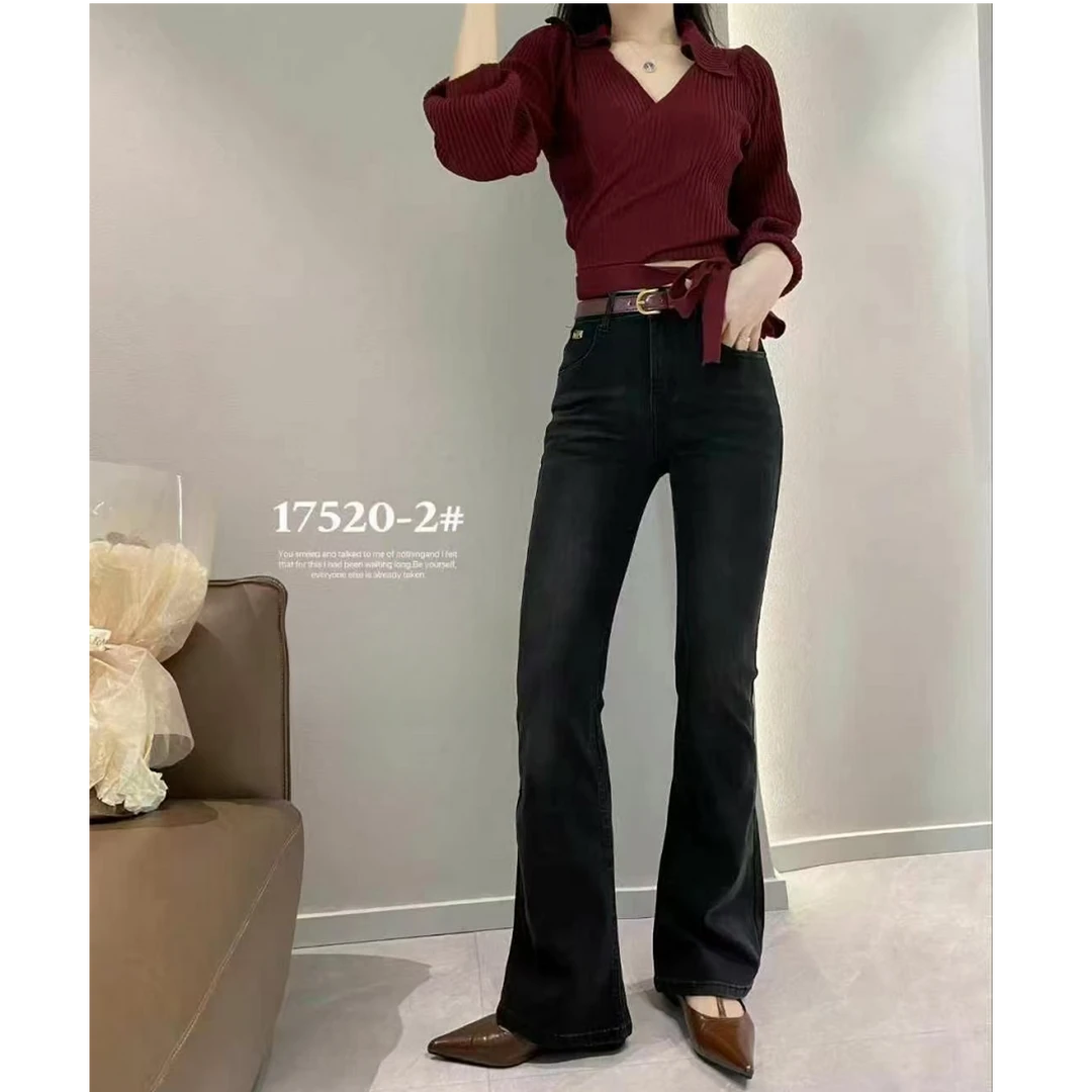 【锦衣服饰】LK  17520 （17520-1）欧货高腰时尚百搭牛仔裤